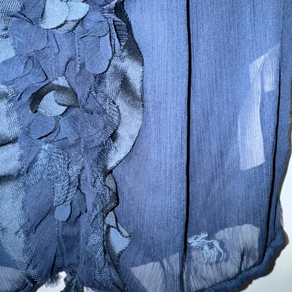Abercrombie & Fitch Deep Blue Ruffle Blouse - Picture 3 of 5
